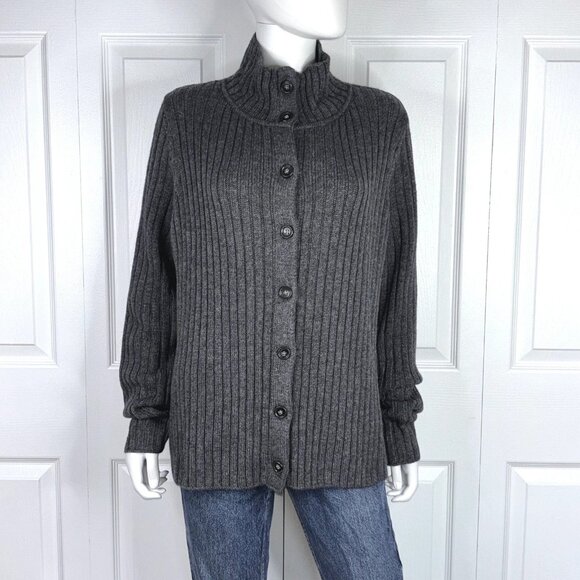 CONTEMPORAINE Women's large grey wool cardigan - Picture 1 of 2